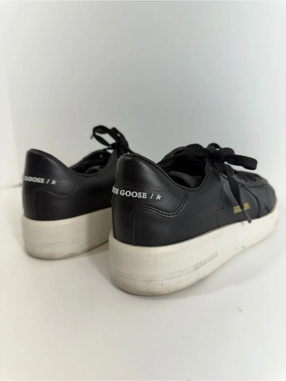 Golden Goose Pure Star Black Leather Low Top Sneakers Women’s EU 37 US 7